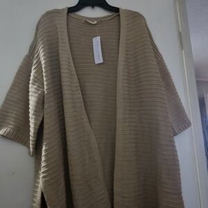 NWT -Soft Surroundings- Cozy Tan Knit Sweater Cardigan